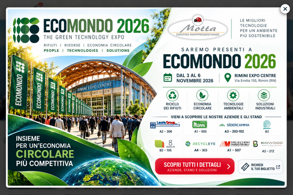 Popup Ecomondo 2026 – Motta Rappresentanze presente con otto aziende e relativi stand a Rimini